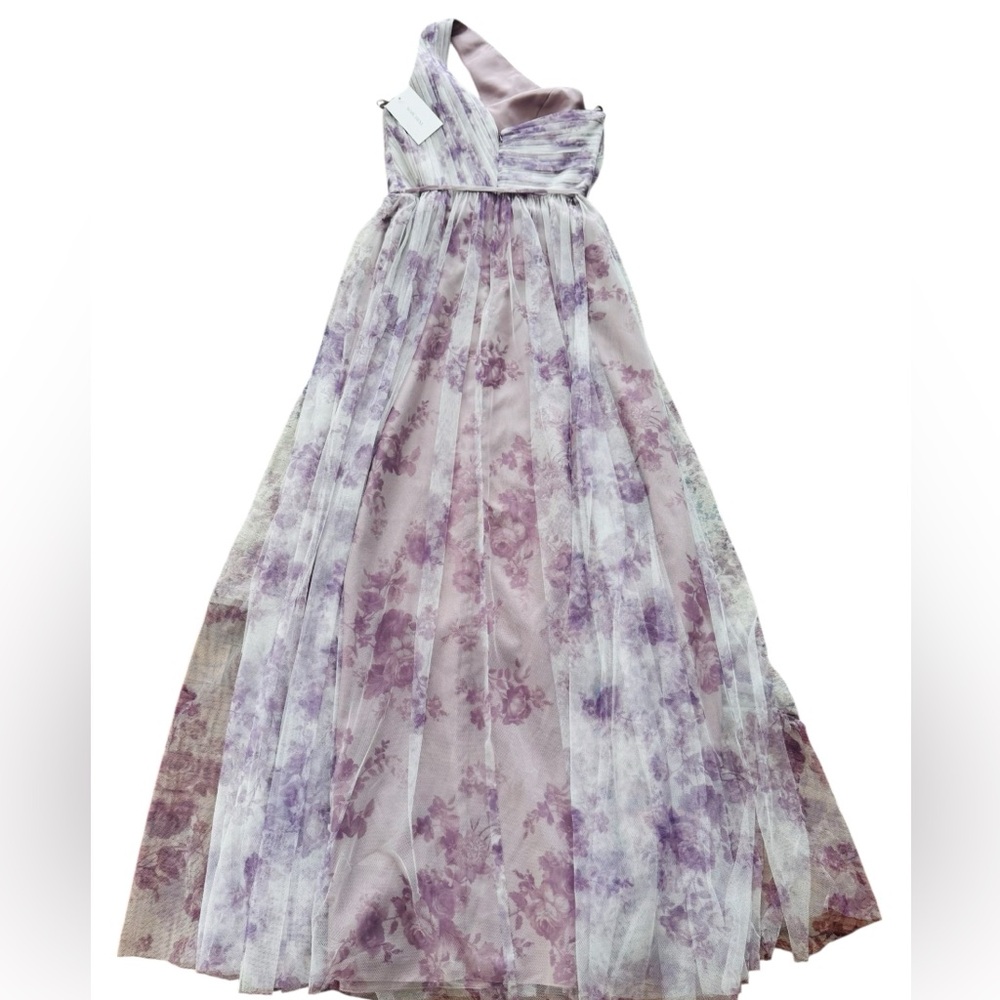 Marchesa Notte Bridesmaid***One-Shoulder Lavender Floral Gown***US 6 $325 - Picture 11 of 15
